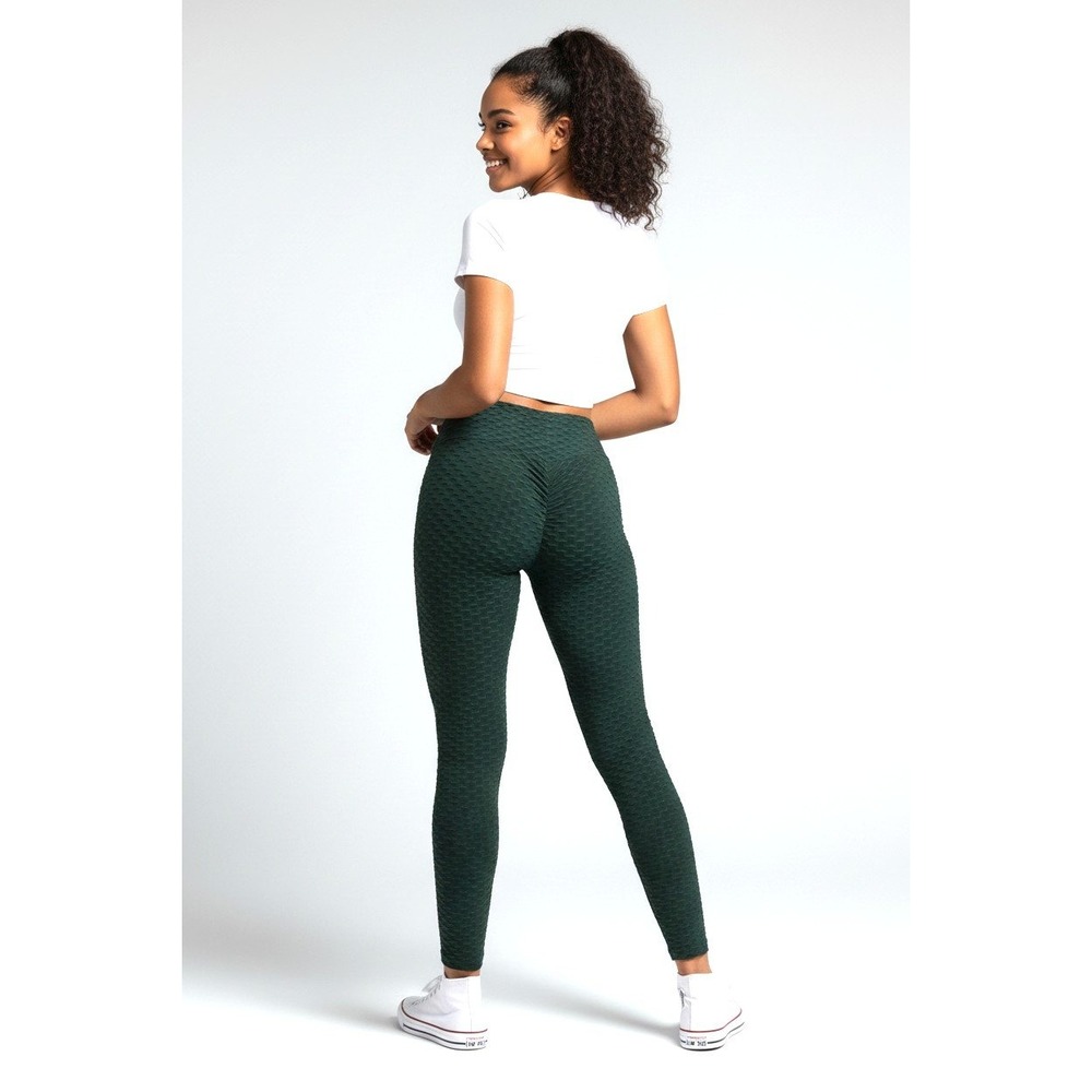 UNBRANDED Green Textured‎ Leggings Excellent Scrunch Butt Yoga Pants M/L